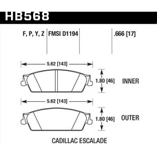 Колодки тормозные HB568P.666 HAWK SuperDuty Cadillac Escalade, Chevrolet Suburban зад 2007-2014