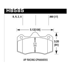 Колодки тормозные HB585N.660 HAWK HP+  AP RACING CP6600D55