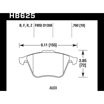 Колодки тормозные HB625N.760 передние Audi TT (8J) / S3 (8P) / Volkswagen Golf R