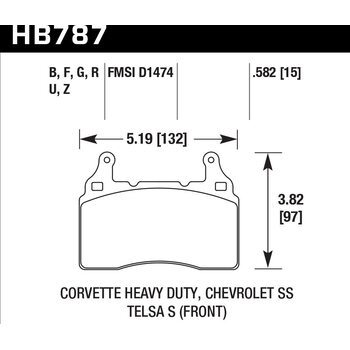 Колодки тормозные HB787N.582 перед TESLA S; Corvette 2014-> ; Camaro 2010->