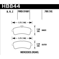 Колодки тормозные HB844B.700 задние AMG GT, SL 63AMG 2012-> ;