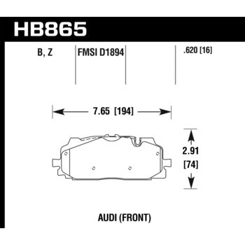 Колодки тормозные HB865Z.620 перед A4 B9 RS4; A5 F53; Q5 FYB; Q7 4MB; Akebono;