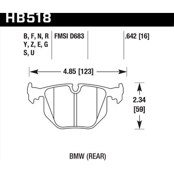 Колодки тормозные HB518F.642 HAWK HPS задние BMW  3&#039; (E46), M3 (E46), 5 (E39), X3 (E83)