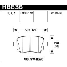 Колодки тормозные HB836B.651 HAWK HPS 5.0 VAG GOLF7; PASSAT; OCTAVIA; AUDI Q3 2014->  задние