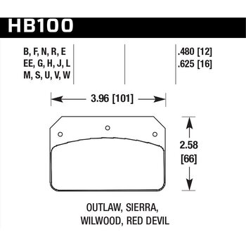 Колодки тормозные HB100F.480 HAWK HPS  ALCON PNF0084X284 / WILWOOD Dynalite