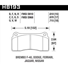 Колодки тормозные HB193N.670 HAWK HP+  Brembo 4 порш. перед Tesla 3, Y НЕ Performance; зад GTR R35
