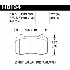 Колодки тормозные HB194N.570 HAWK HP+  Brembo тип A, C, F / JBT CM4P1