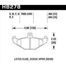 Колодки тормозные HB278N.465 HAWK HP+ задние DODGE / RENAULT