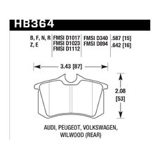 Колодки тормозные HB364F.587 HAWK HPS Audi A3, A4, A6, A8, S3, S4, S6, S8 & TT - Rear