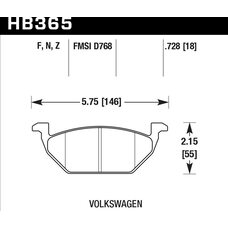 Колодки тормозные HB365Z.728A HAWK PC передние AUDI / VW