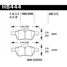 Колодки тормозные HB444Z.685 HAWK PC передние MINI COOPER I