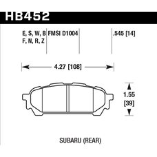 Колодки тормозные HB452F.545 HAWK HPS задние Subaru Forester, Impreza, Legacy