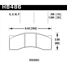 Колодки тормозные HB486P.708 HAWK SuperDuty; Brembo, Rotora 6 поршн. 18 mm