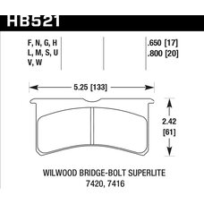 Колодки тормозные HB521F.650 HAWK HPS  Wilwood 6 порш. 4 порш. 17 mm