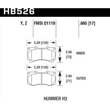 Колодки тормозные HB526Y.665 HAWK LTS передние  Hummer H3