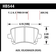 Колодки тормозные HB544B.628 HAWK Street 5.0 задние AUDI TT 8J, A6, Allroad 4H, A3 / VW Golf 5,6 , P