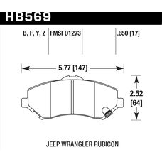 Колодки тормозные HB569Y.650 HAWK LTS перед Jeep Liberty (KJ) 2008-> ; Wrangler 2007->