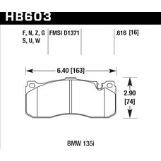 Колодки тормозные HB603N.616 HAWK HP Plus, BMW Performance;  MINI JCW;