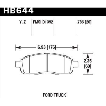 Колодки тормозные HB644Y.785 HAWK LTS Ford, F-150, 2008-2009
