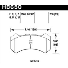 Колодки тормозные HB650F.730 HAWK HPS передние NISSAN Skyline GTR R35 2008-> ; HPB тип 6;