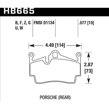 Колодки тормозные HB665U.577 HAWK DTC-70 Porsche задн. Cayman, Boxster,