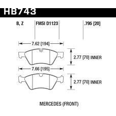 Колодки тормозные HB743B.795 HAWK Street 5.0 перед  MB E W211; M W164; R W251; G W463; GL W164