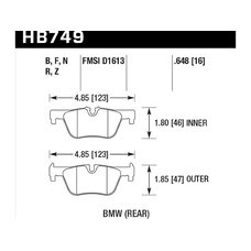 Колодки тормозные HB749F.648 HAWK HPS; 17mm BMW F20 F22 F30 F31 F32 F33 F34 F36