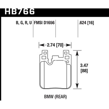 Колодки тормозные HB766N.624 HAWK HP+; задн. BMW M4 F82, F32; M3 F80 F30; F20 F22 F87 M-Performance