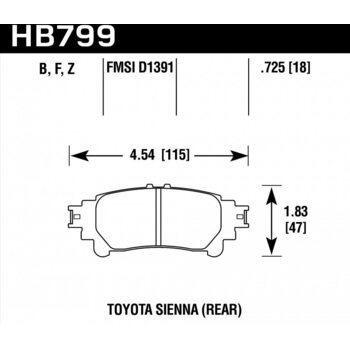 Колодки тормозные HB799F.597 HAWK HPS задн. Lexus RX350 2013-> ; HIGHLANDER 2013->