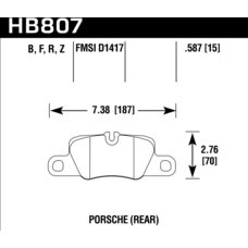 Колодки тормозные HB807Z.587 HAWK PC задние 911 (991) Carrera 2011-> ; Panamera 2009->