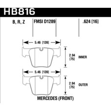 Колодки тормозные HB816Z.624 HAWK PC Mercedes-Benz CL63 AMG  передние