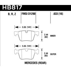Колодки тормозные HB817Z.633 HAWK PC Mercedes-Benz CL63 AMG  задние