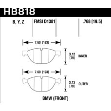 Колодки тормозные HB818Y.768 HAWK LTS BMW X5 E70; X6 E71; X6 F16;  xDrive50i передние