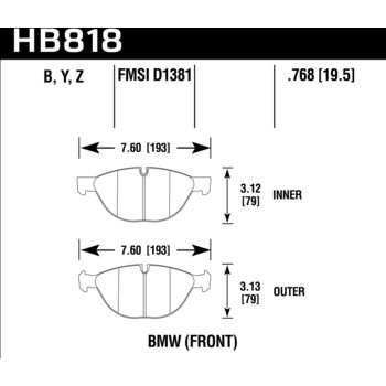 Колодки тормозные HB818Y.768 HAWK LTS BMW X5 xDrive50i передние