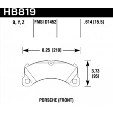 Колодки тормозные HB819Y.614 HAWK LTS Porsche Cayenne 2010-> ; MACAN 3.0S; 350x34mm
