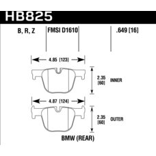 Колодки тормозные HB825Z.649 HAWK PC BMW 328i M Sport задние