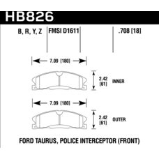 Колодки тормозные HB826Y.708 HAWK LTS  Ford Explorer AWD передние 2010-2019