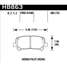 Колодки тормозные HB863Y.605 HAWK LTS Honda Pilot  задние