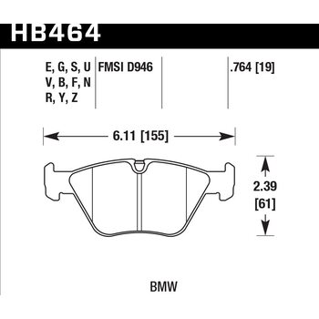 Колодки тормозные HB464F.764 HAWK HPS передние BMW  3' (E46), M3 (E46), 5 (E39), X3 (E83)