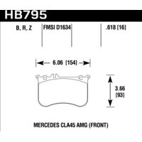 Колодки тормозные HB795Z.618 HAWK PC переднние MB A45 AMG (W176); CLA 45 AMG (C117); GLA 45