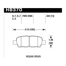 Колодки тормозные HB370Z.559 HAWK PC задние INFINITI FX / G / M ; Nissan 350Z