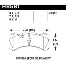 Колодки тормозные HB581F.660 HAWK HPS Brembo GT 6 поршней тип J, N