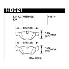 Колодки тормозные HB621F.638 HAWK HPS BMW E90/E91/E92 318/320/325/330/E87 130i  Rear