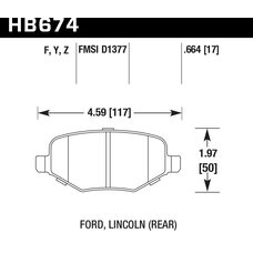 Колодки тормозные HB674Y.664 HAWK LTS, задние, Ford Explorer 2010->