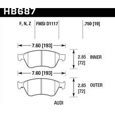 Колодки тормозные HB687F.750 HAWK HPS AUDI S6, S8 2007-2012