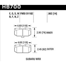 Колодки тормозные HB700F.562 HAWK HPS  перед Subaru WRX