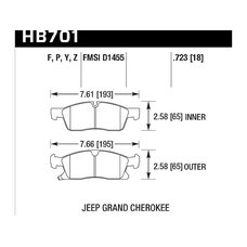 Колодки тормозные HB701Y.723 HAWK LTS передние Jeep Grand Cherokee WK2/Dodge Durango 2011+