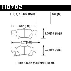 Колодки тормозные HB702Y.662 HAWK LTS задние Jeep Grand Cherokee WK2/Dodge Durango 2011+