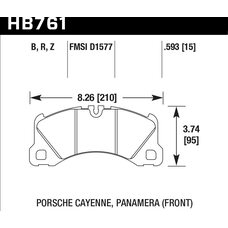 Колодки тормозные HB761B.593 HAWK Street 5.0 перед CAYENNE, PANAMERA, MACAN, TOUAREG 360, 368, 390mm