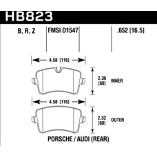 Колодки тормозные HB823B.652 HAWK HPS 5.0 задние Audi RS4 RS5; RS7; S7; S6; Porsche Macan